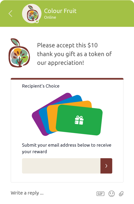 Give survey reward choice